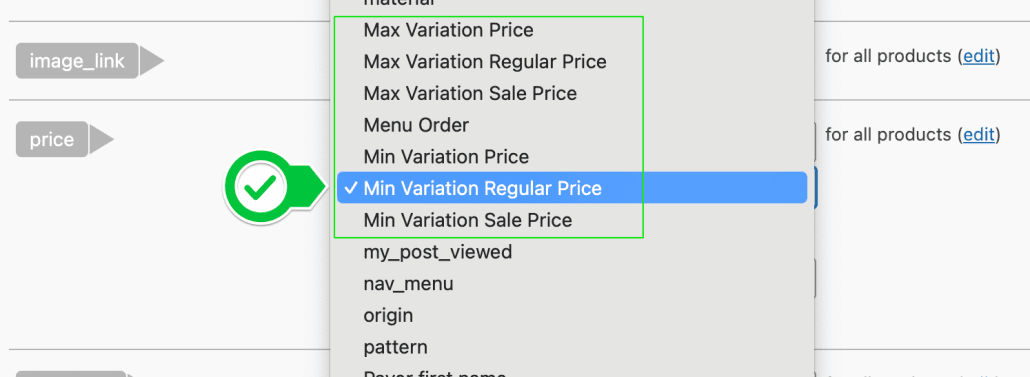 Product variation pricing options