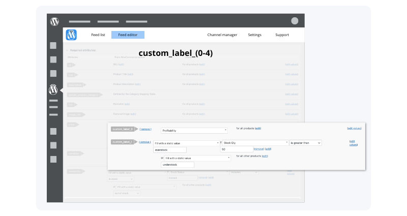 Using Custom labels in the Product feed manager