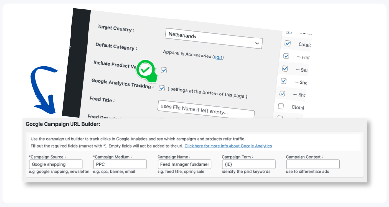 Adding Google tracking url to product urls