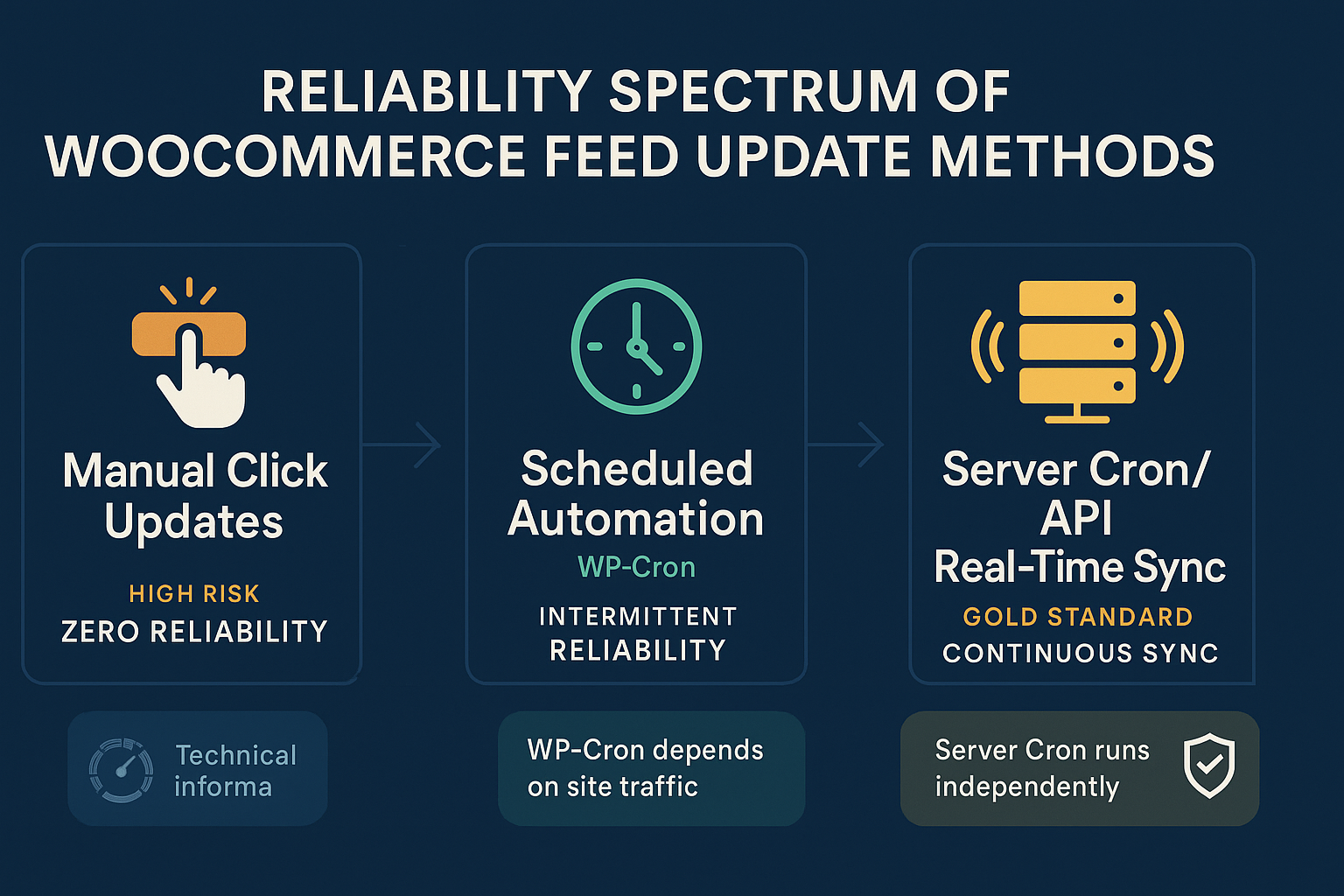 reliability spectrum of woocommerce feed update methods