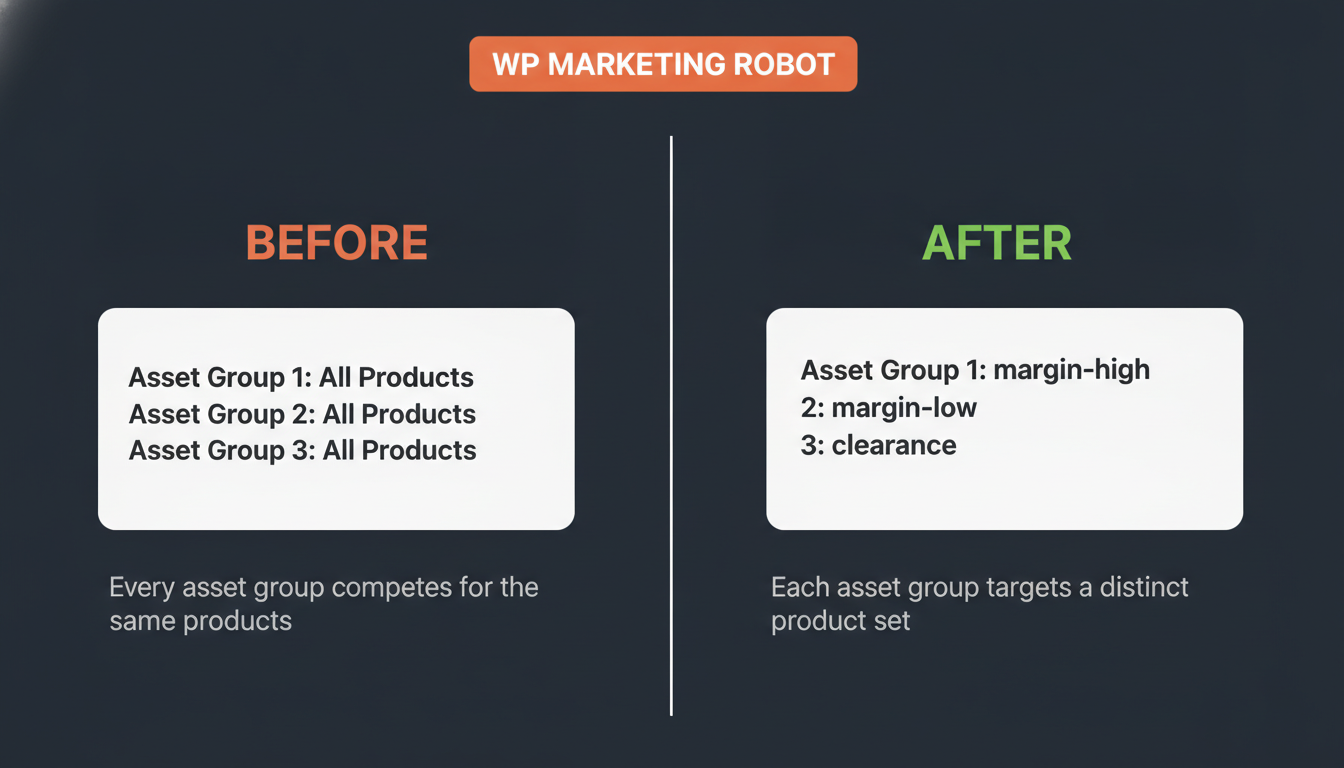 Before and after: All Products vs segmented listing groups per asset group