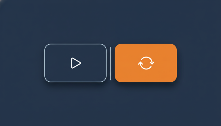 An illustration contrasting manual, single-item video submission on one side with automated, synchronized video feed processing on the other, representing scalable solutions for product listings.